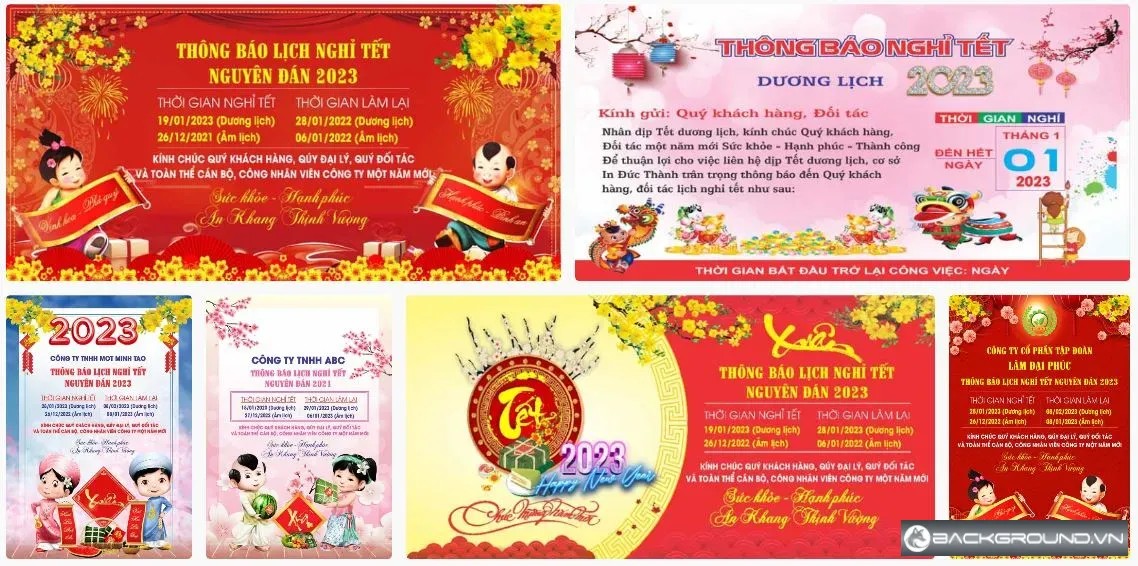 6+ Thông báo nghỉ tết