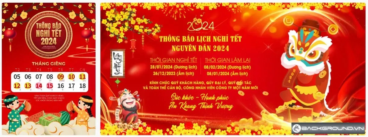 2+ Thông báo nghỉ tết