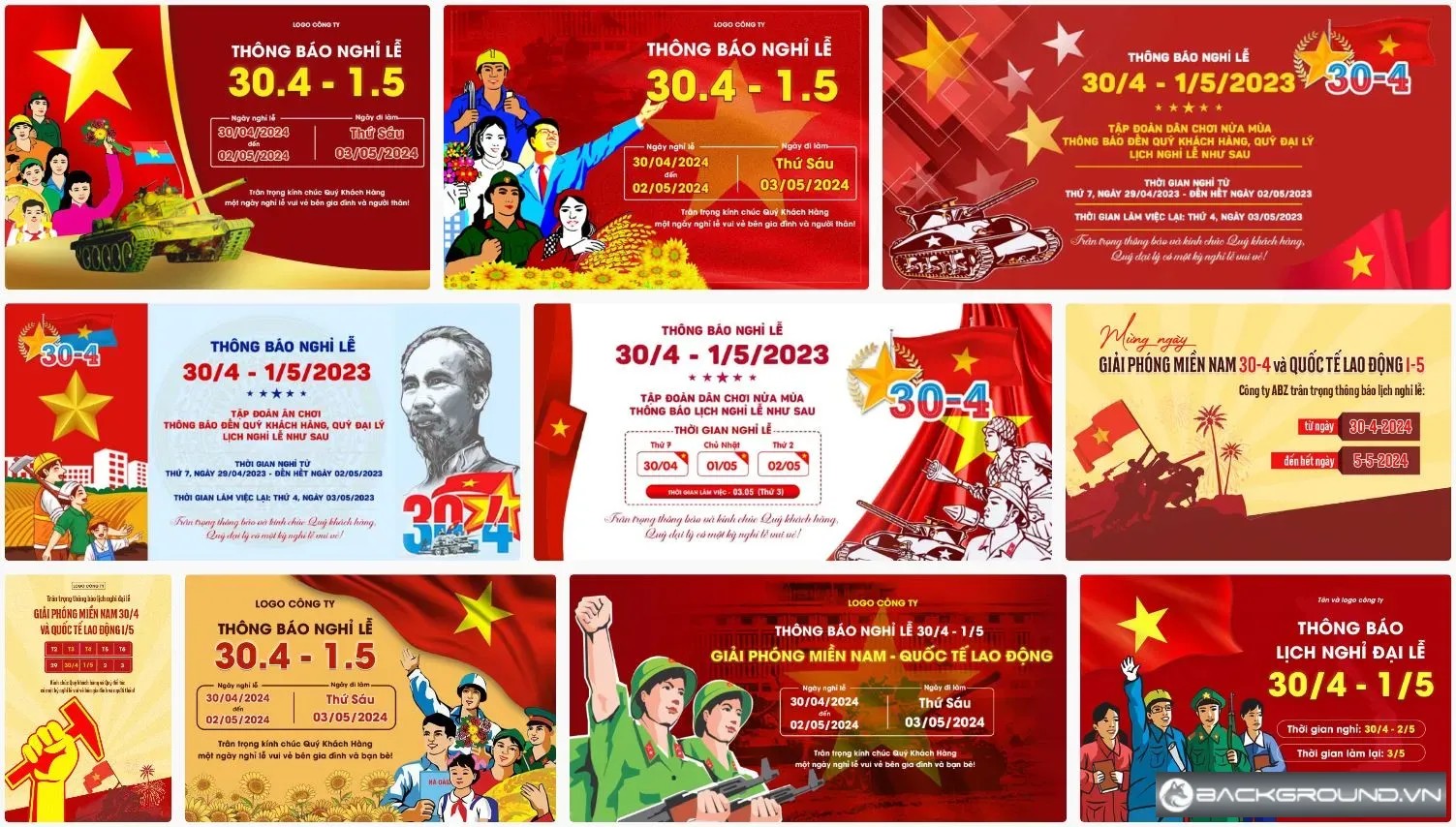 10+ Thông báo nghỉ lễ 30-4 và 1-5