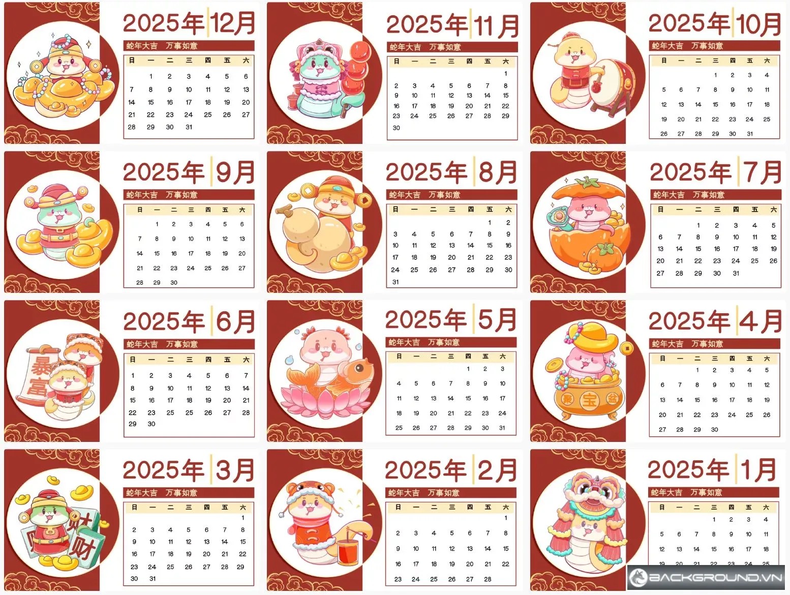 Mẫu lịch năm 2025