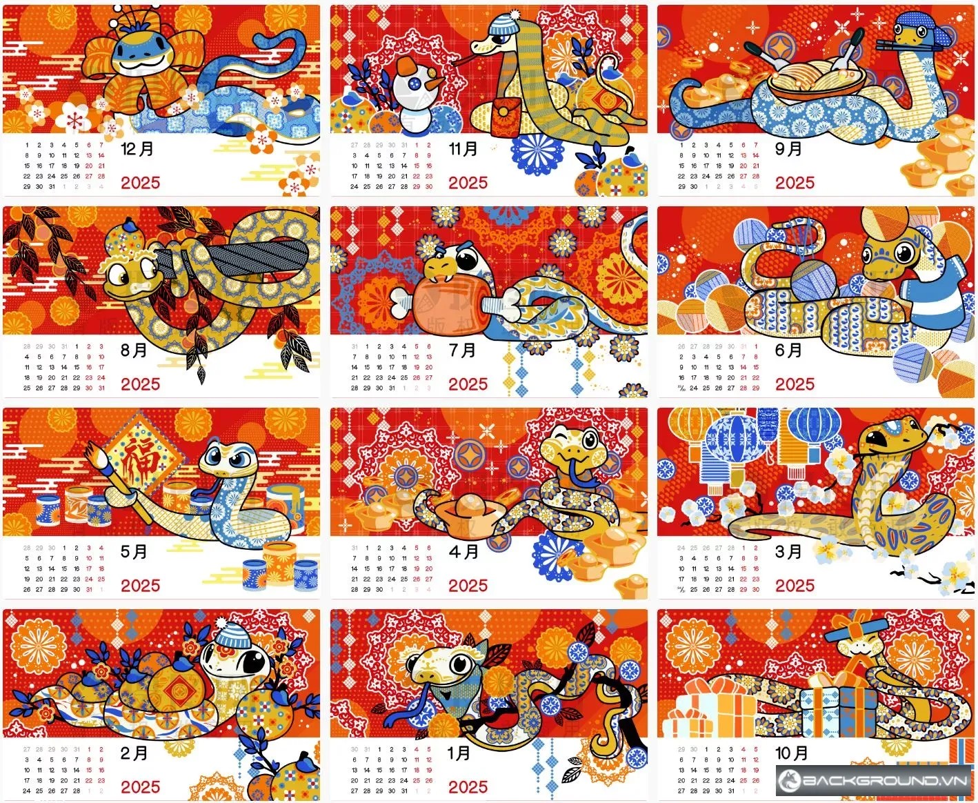 Mẫu lịch tết đẹp 2025
