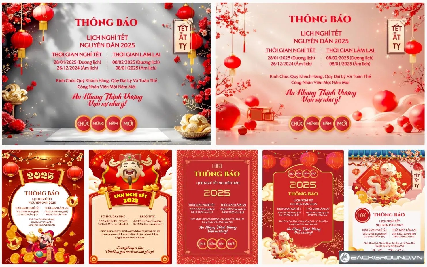 8+ Thông báo nghỉ tết 2025