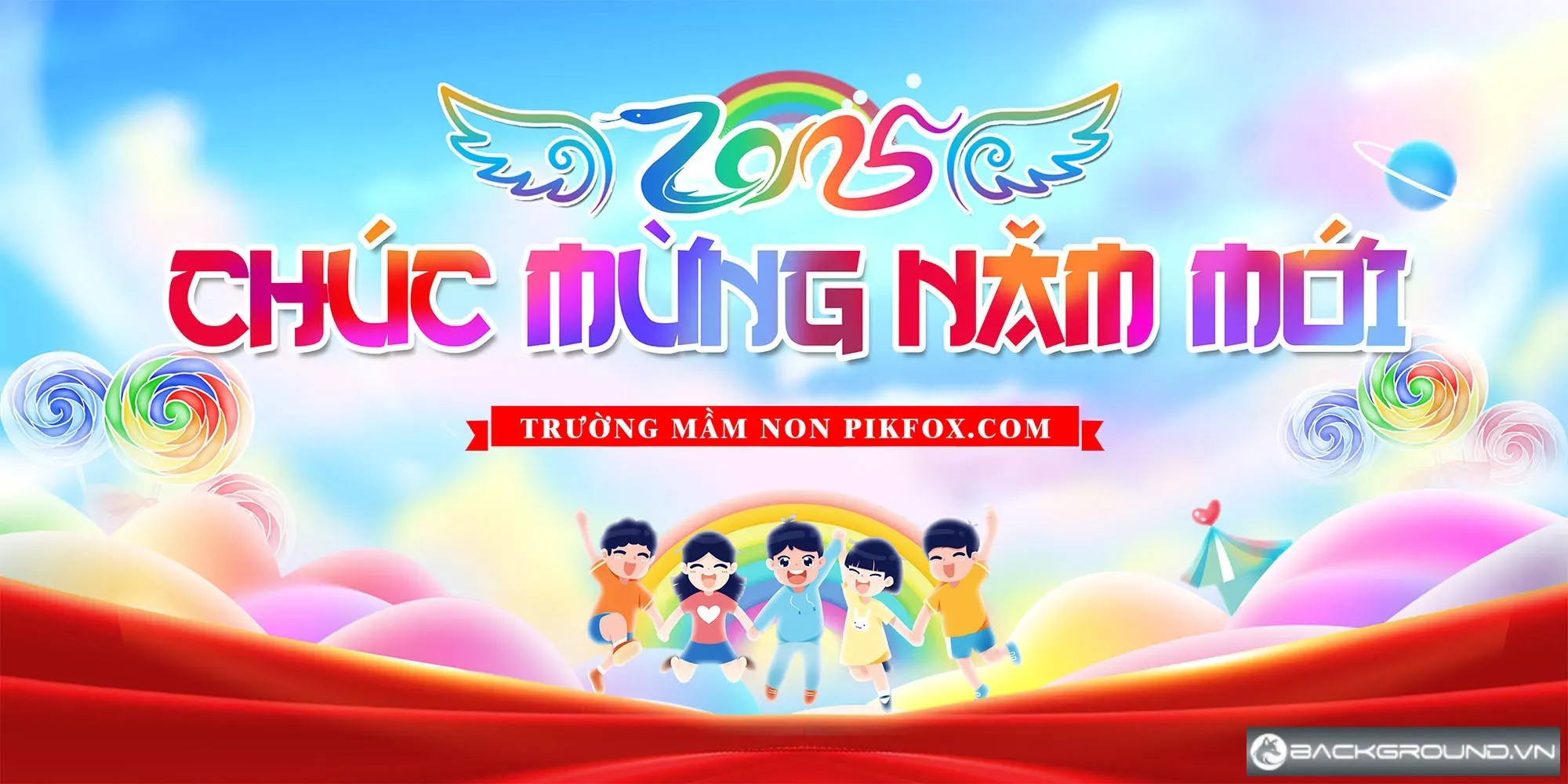 Phông nền Tết cho trường mầm non