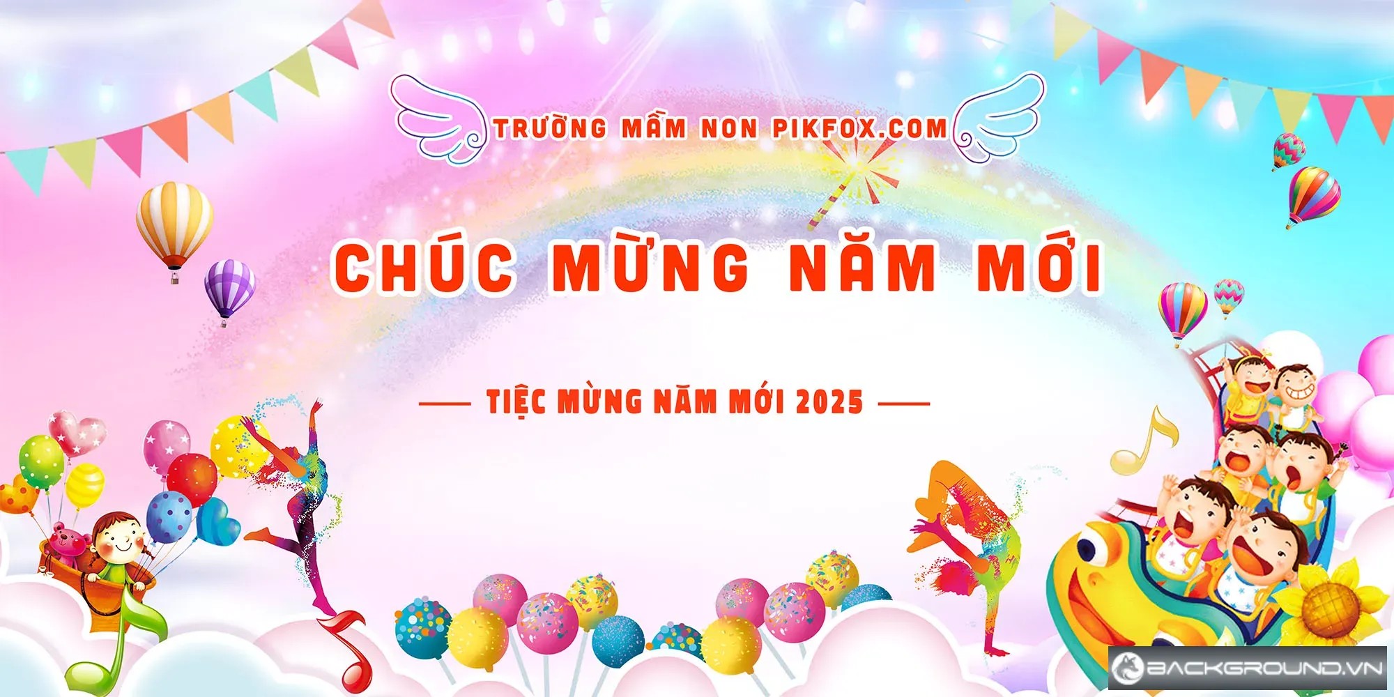 Phông sân khấu Tết trường mầm non
