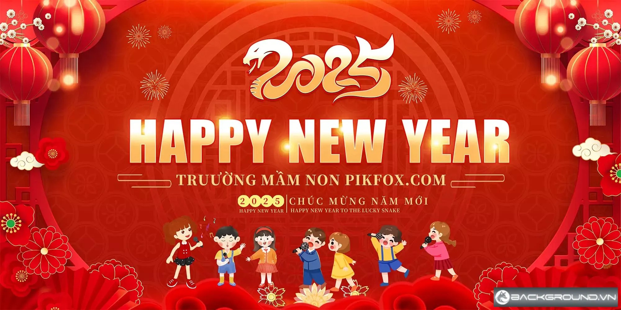 Backdrop Tết cho trường mầm non
