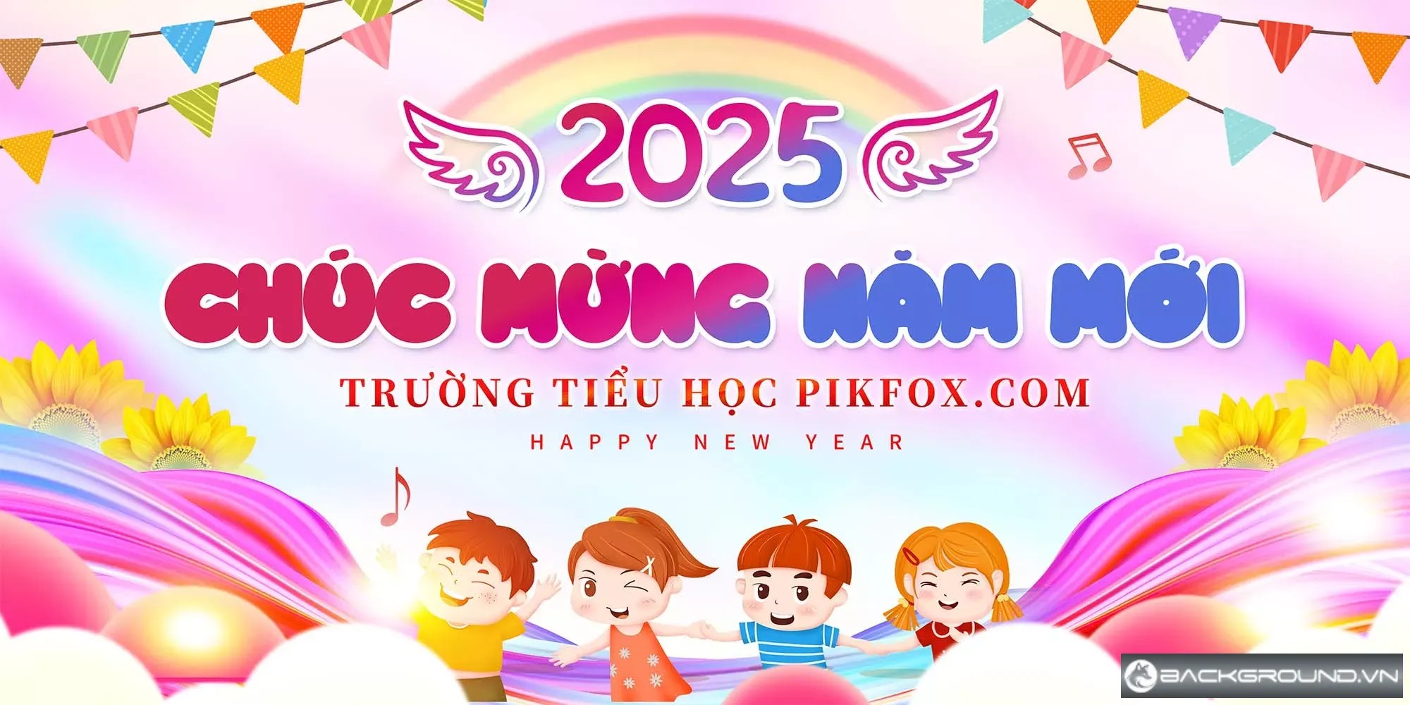 Backdrop Tết trường tiểu học