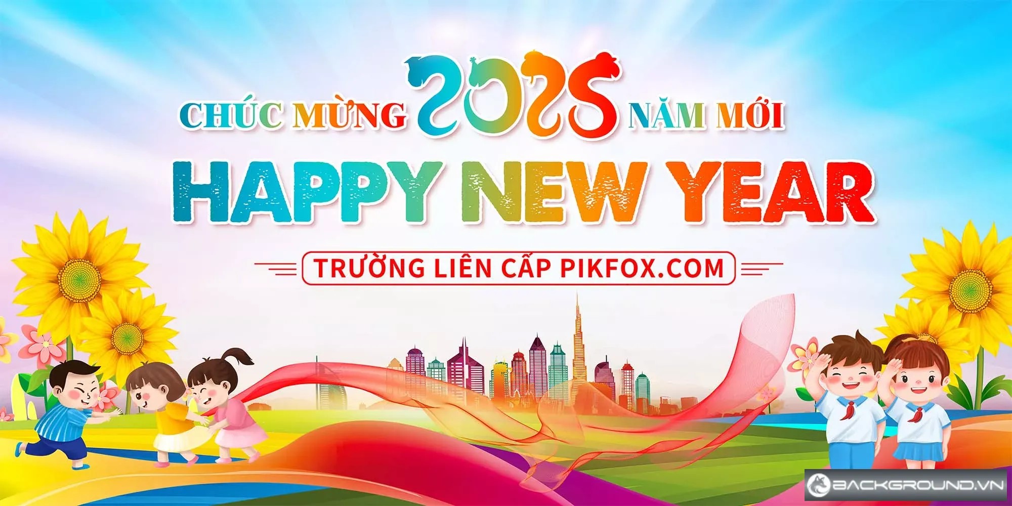Backdrop Tết trường liên cấp