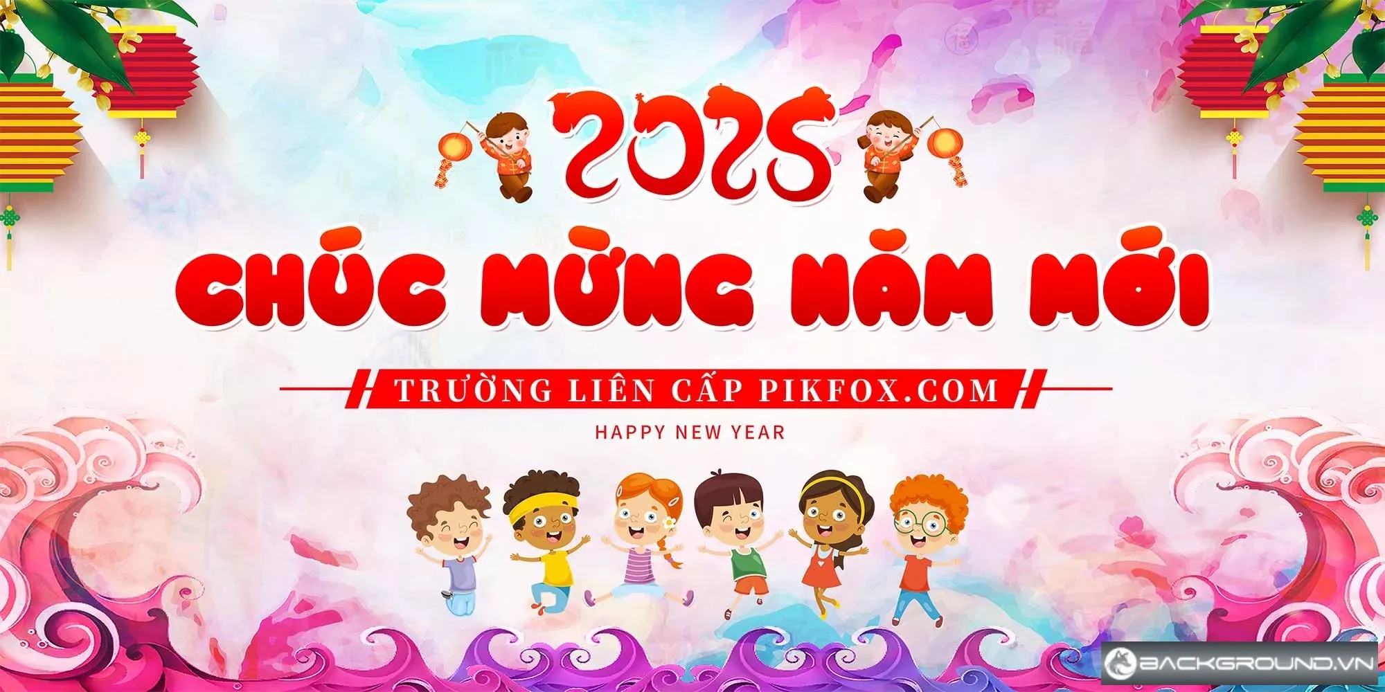 Phông nền Tết cho trường liên cấp