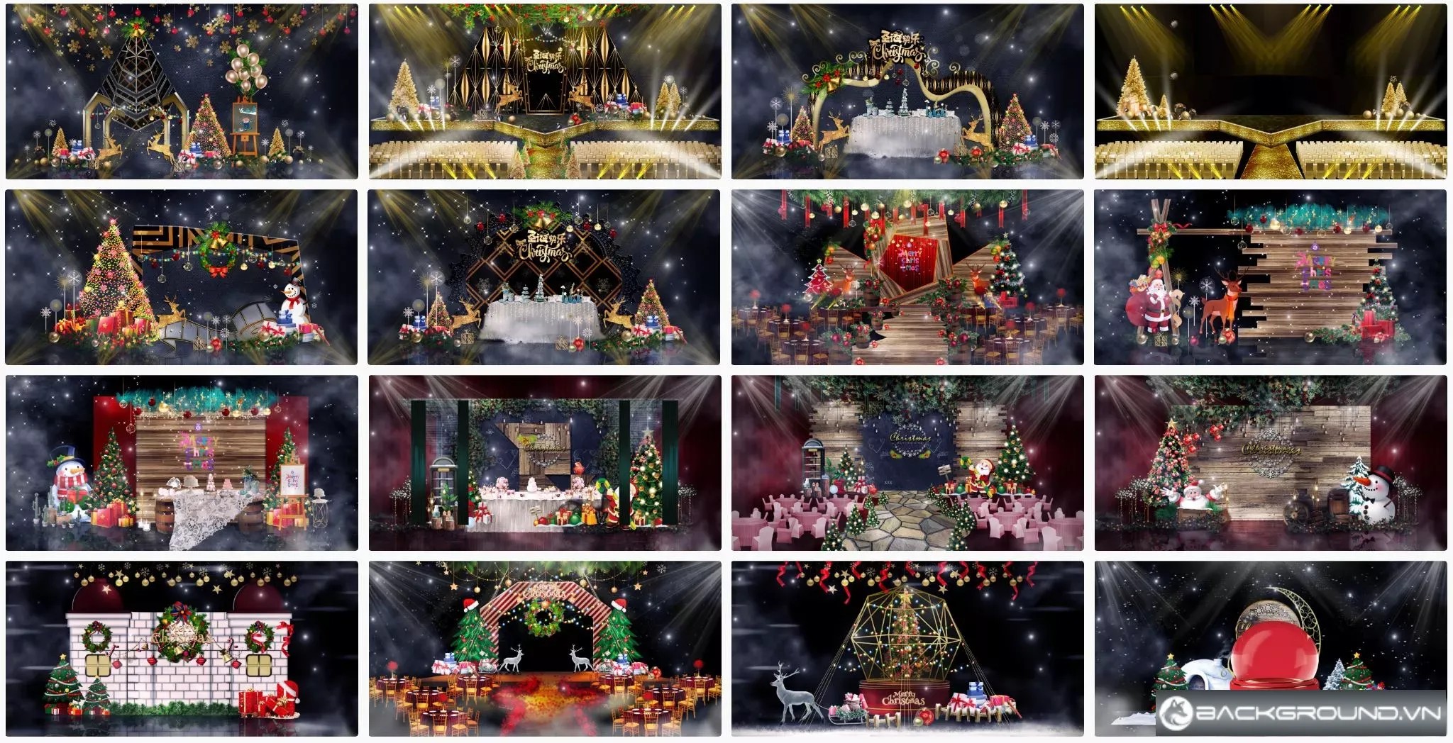 16+ Trang trí sân khấu Noel