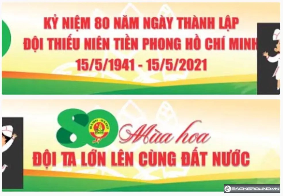 2+ Băng rôn thành lập đội thiếu niên tiền phong Hồ Chí Minh
