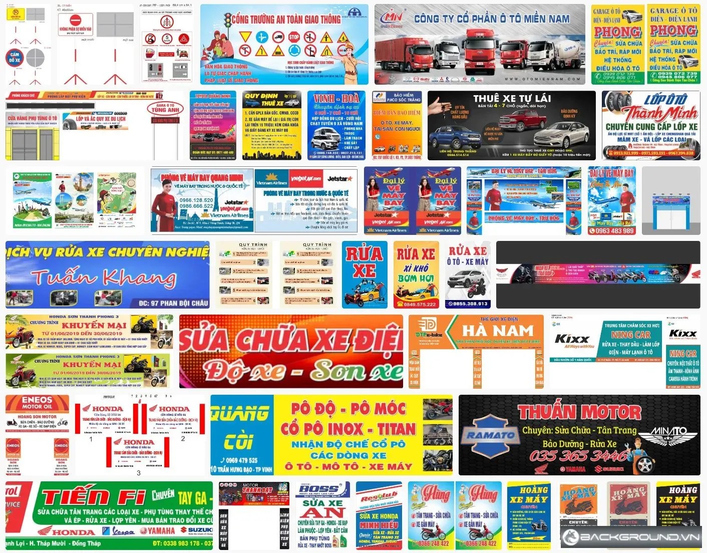 biển quảng cáo gara ô tô - xe máy - đại lý vé máy bay