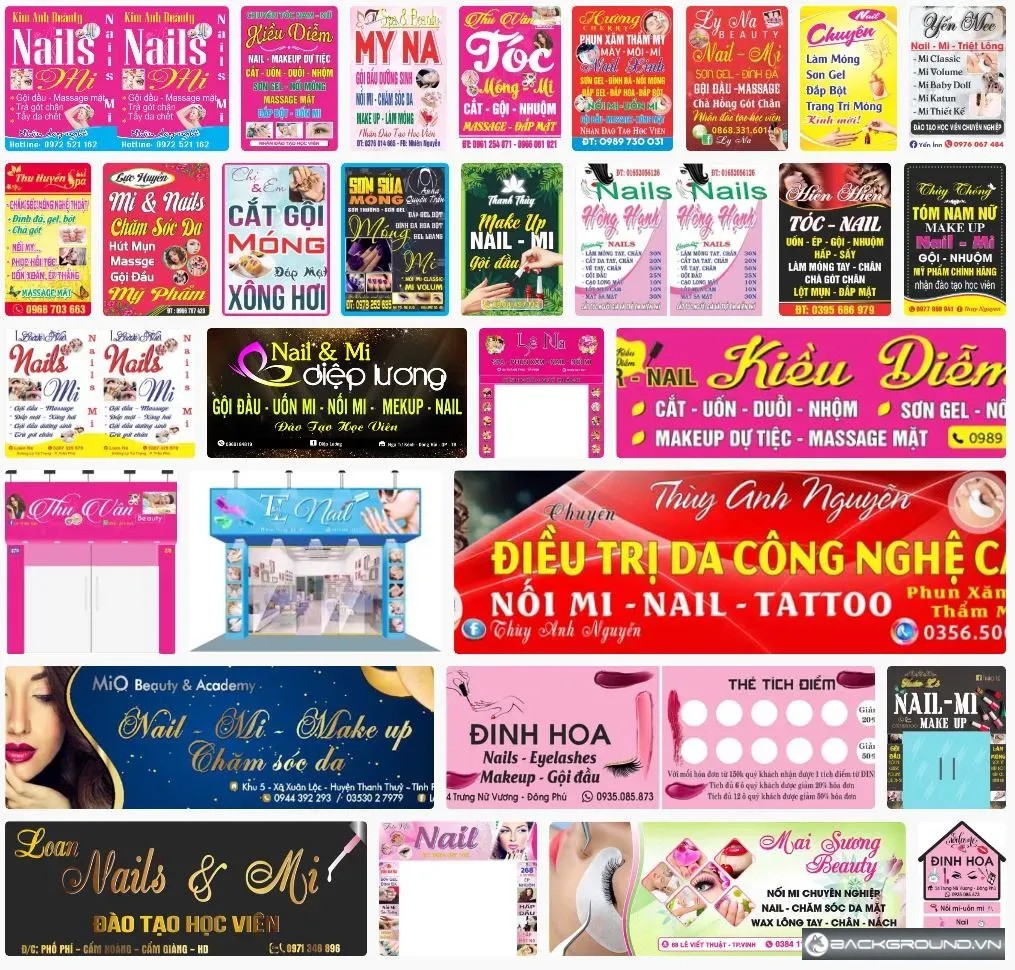 Biển quảng cáo nail mi gội đầu