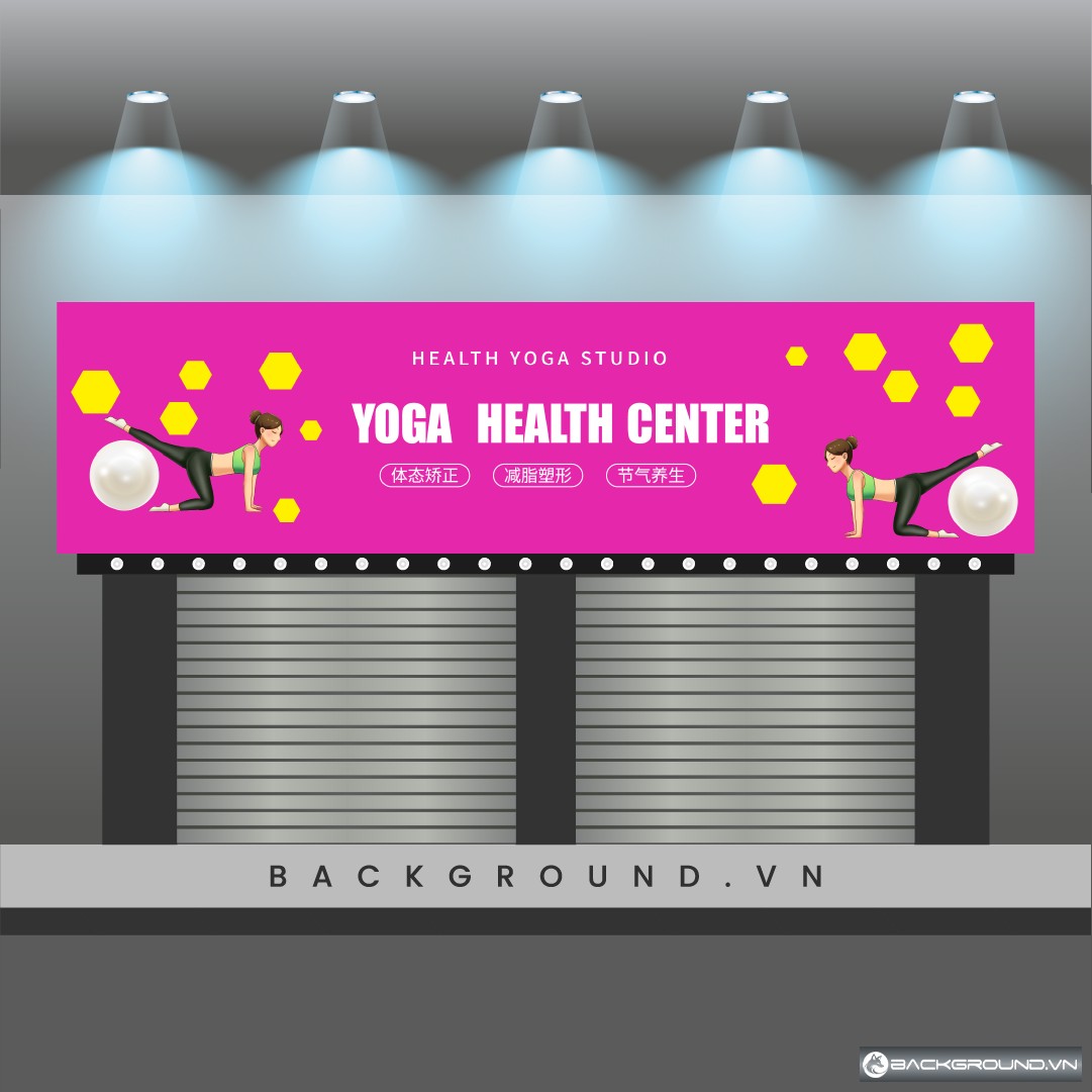 Biển hiệu Yoga - Fitness màu hồng (21)