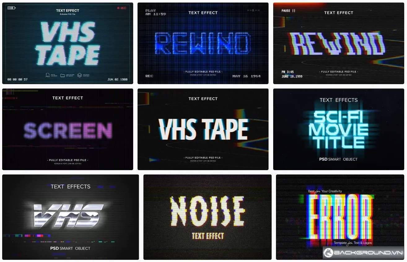 9+ Hiệu ứng chữ văn bản VHS