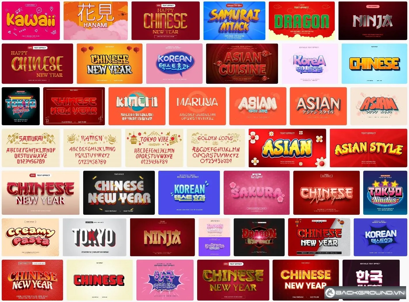 50+ Hiệu ứng chữ Nhật - Hàn - Trung