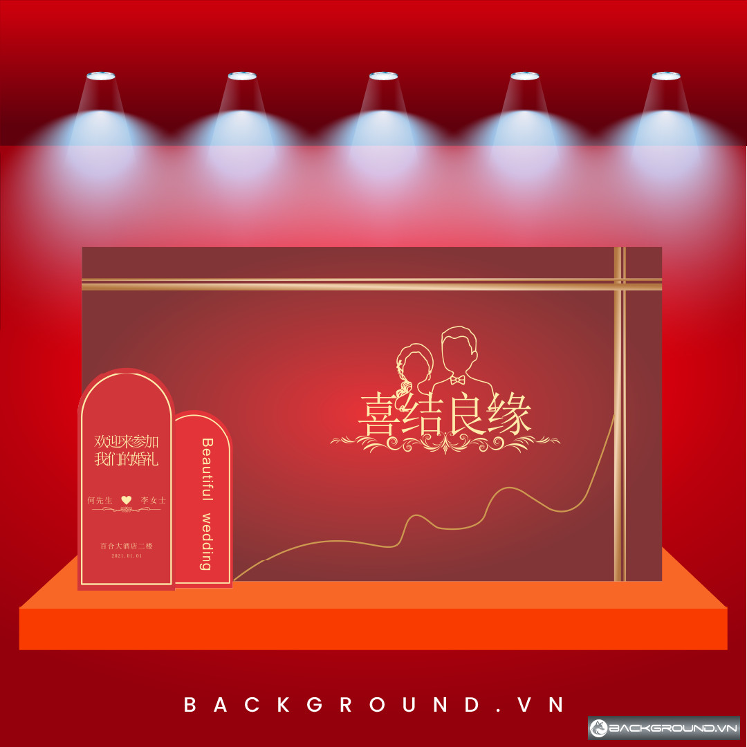 Backdrop đám cưới với tone màu đỏ (19)