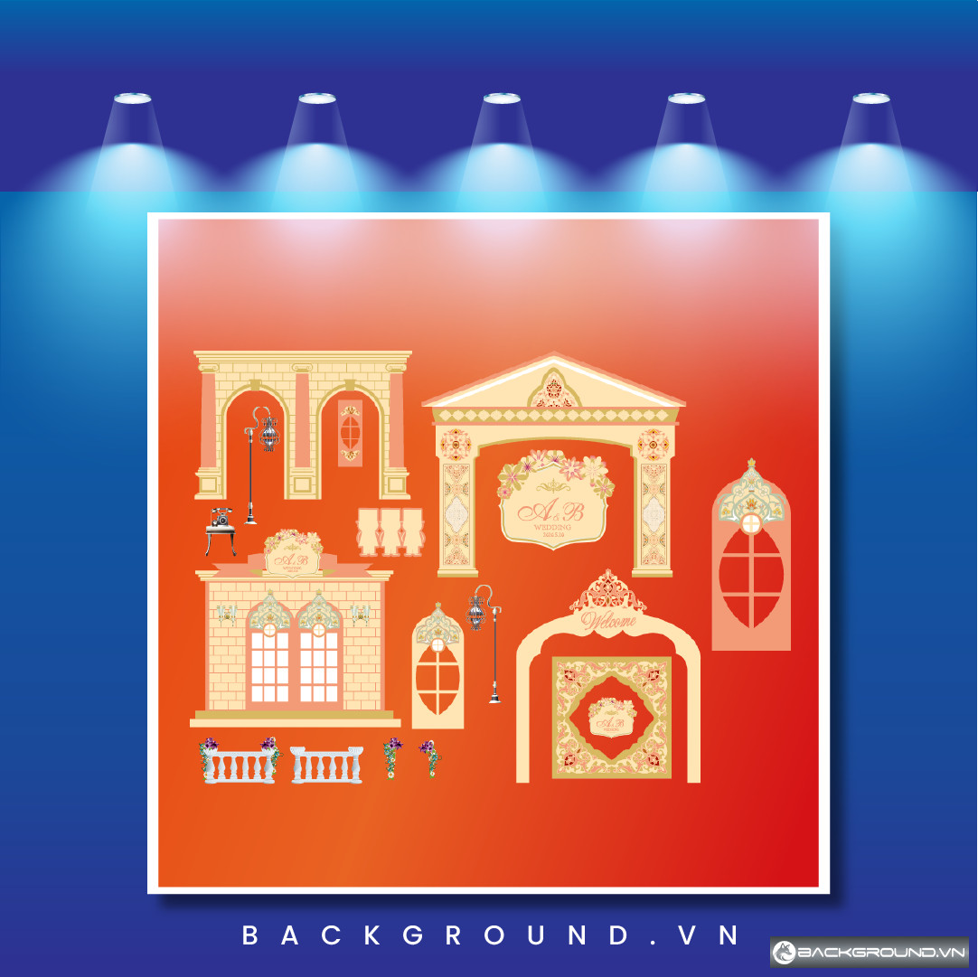 Backdrop cưới cổ điển Châu Âu tone vàng kem (93)