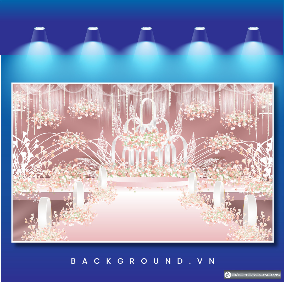 Backdrop cưới hồng kem (50)