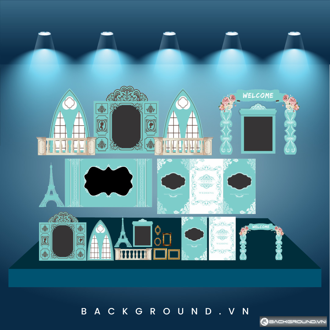 Backdrop cưới mang hơi hướng Paris cổ điển (102)