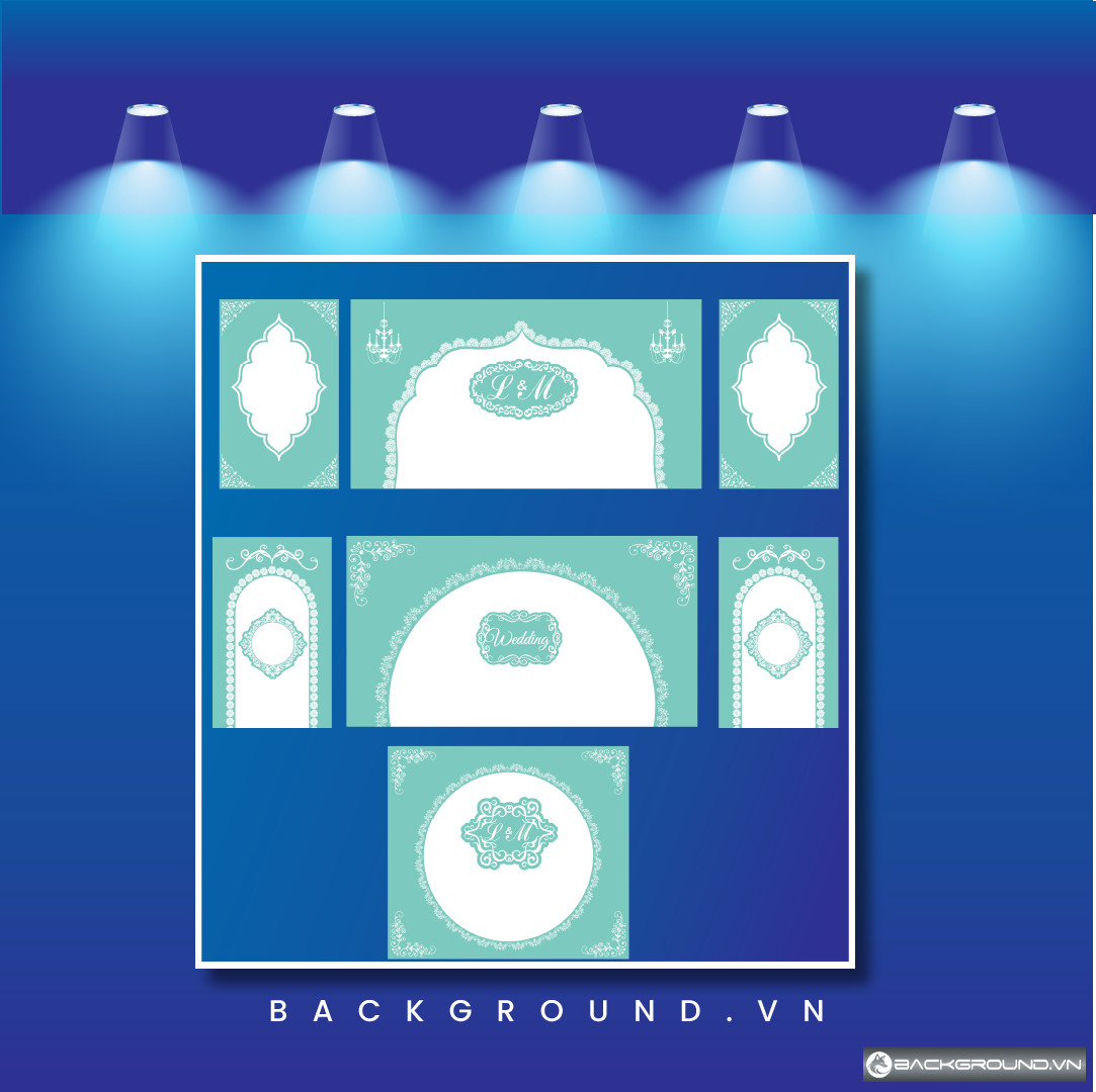 Backdrop đám cưới tone xanh pastel (98)