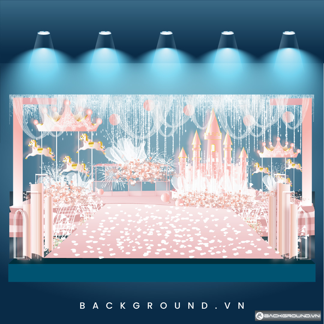 Backdrop tiệc cưới màu hồng dễ thương (31)