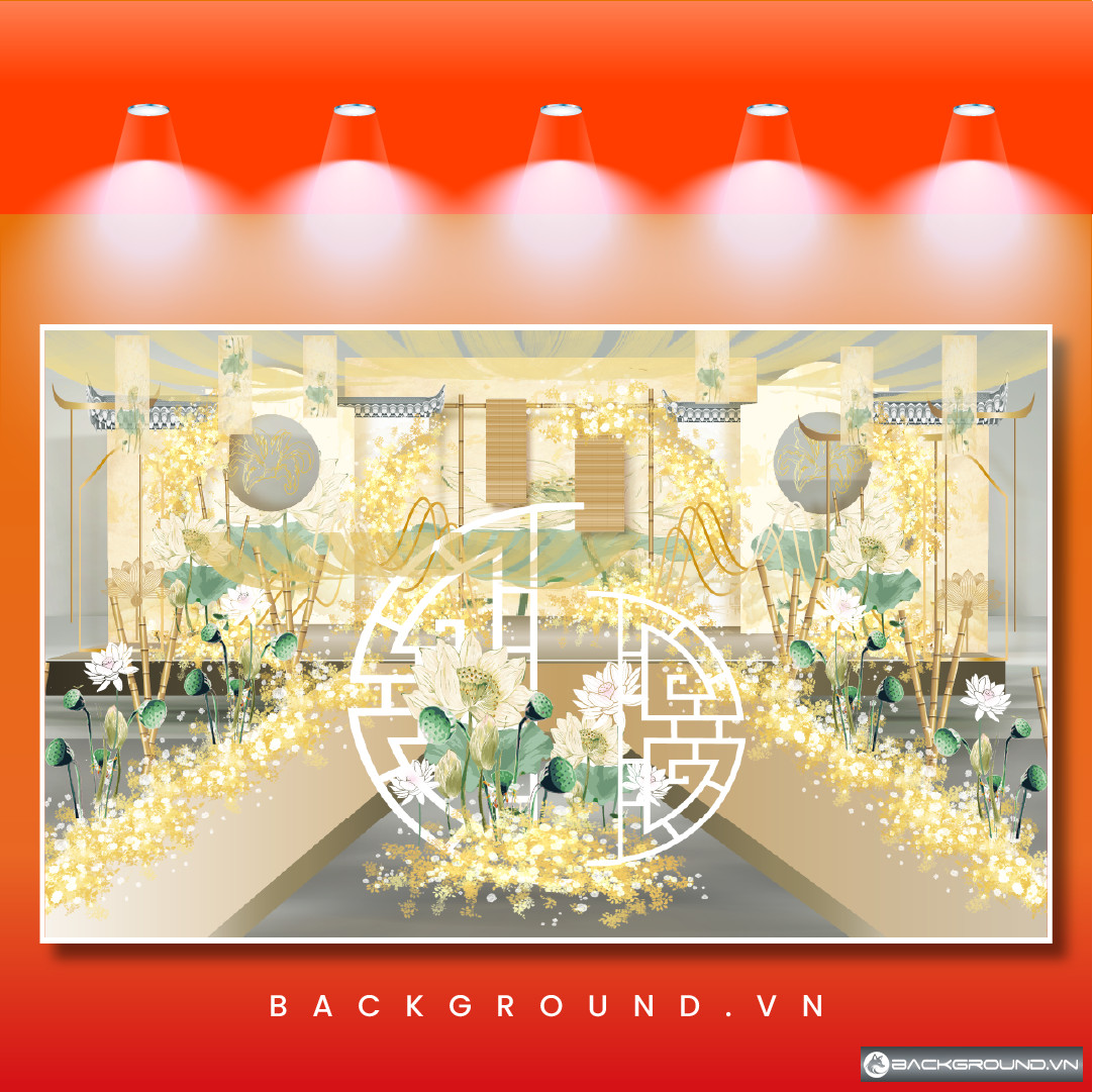Backdrop tiệc cưới vàng ánh kim (45)