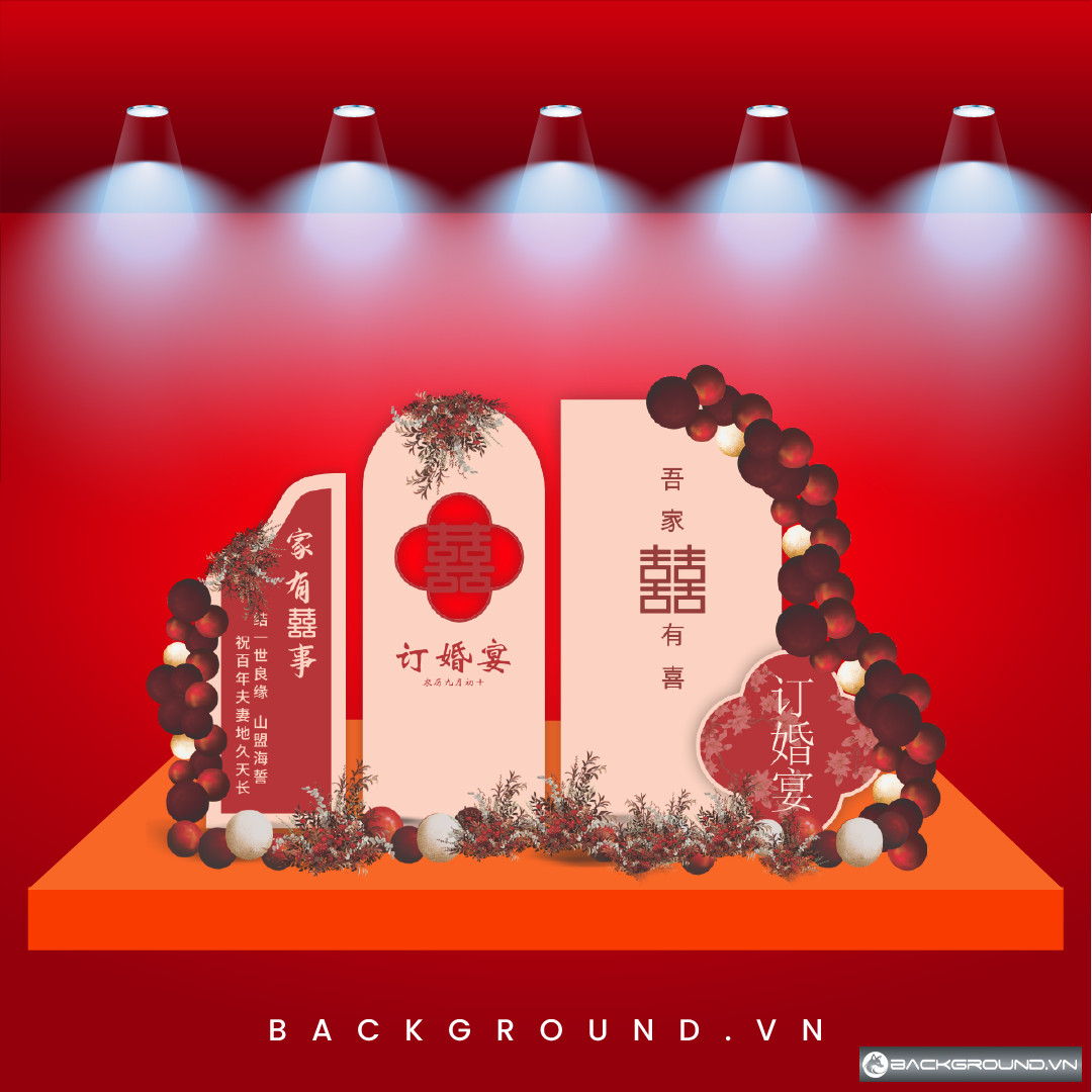 Background ăn hỏi đỏ kem nhẹ nhàng và hiện đại (77)