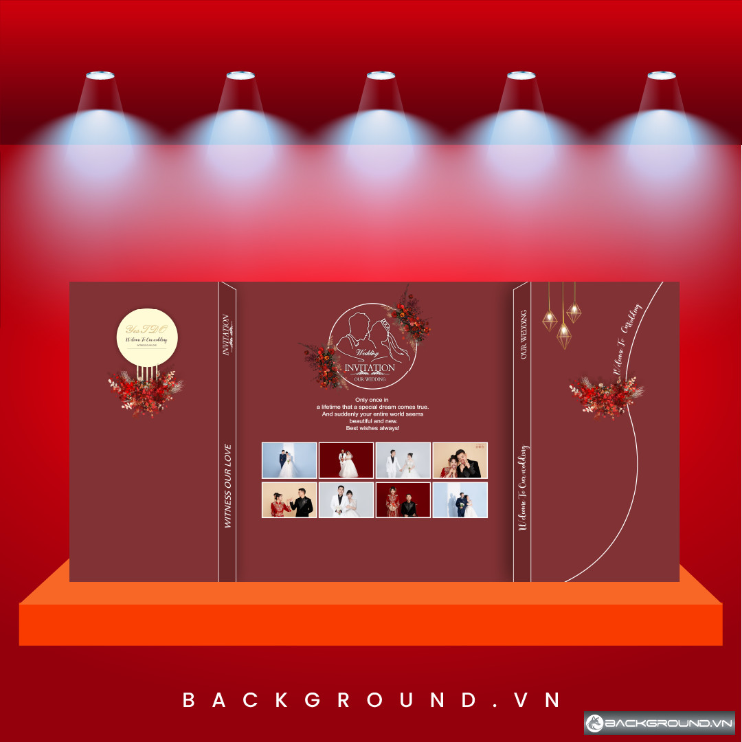 Background cưới kiểu album ảnh màu đỏ nâu ấm áp hiện đại (80)