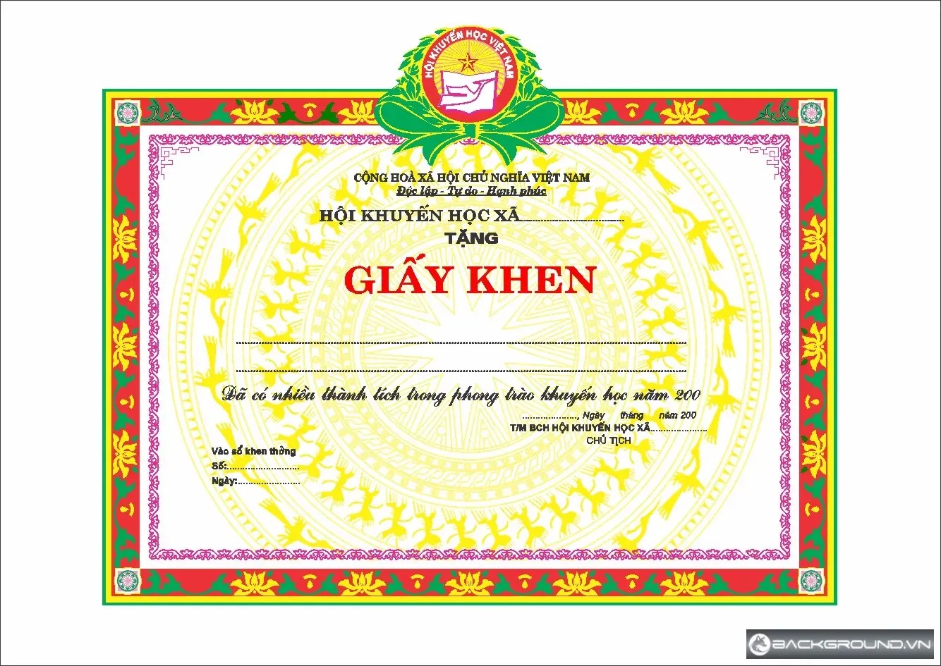 Giấy khen hội khuyến học