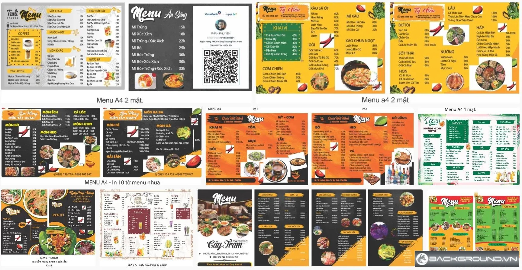 9+ Mẫu menu nhà hàng