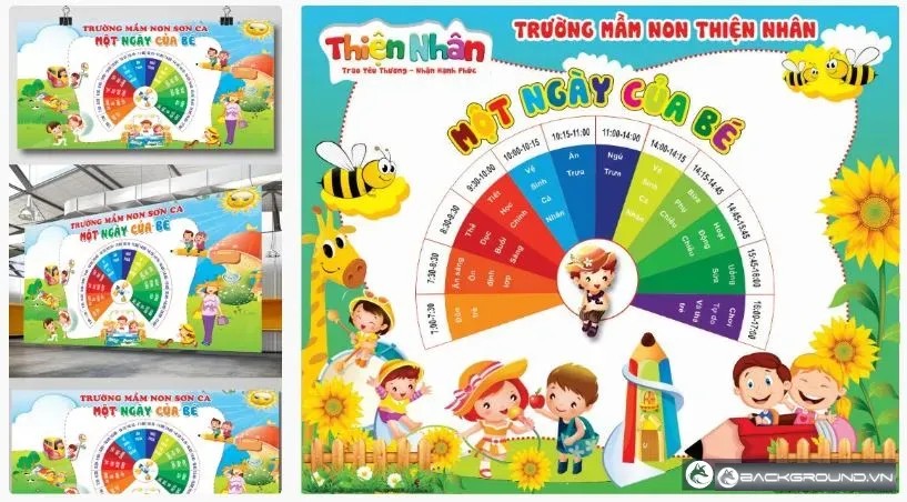 2+ Tranh một ngày của bé ở trường mầm non