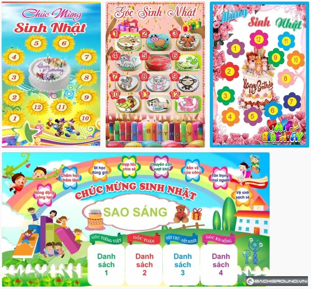4+ Bảng sinh nhật mầm non