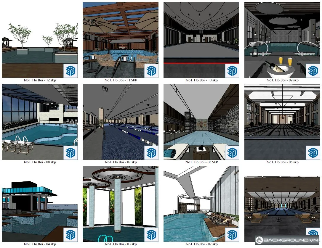 12+ Bể bơi SketchUp