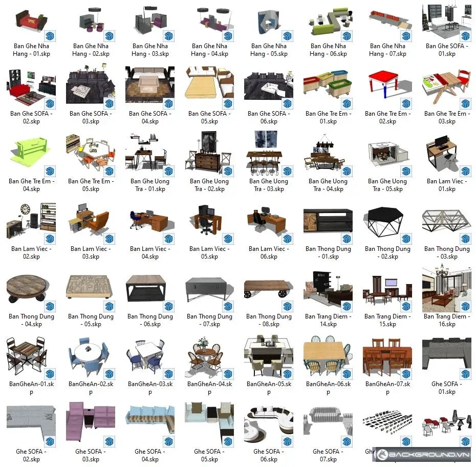 1555+ Bàn ghế SketchUp