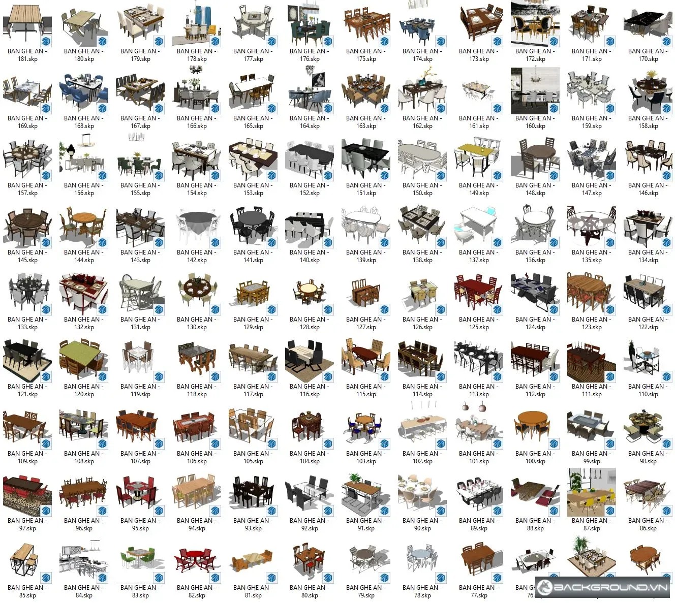 180+ Bàn ăn SketchUp