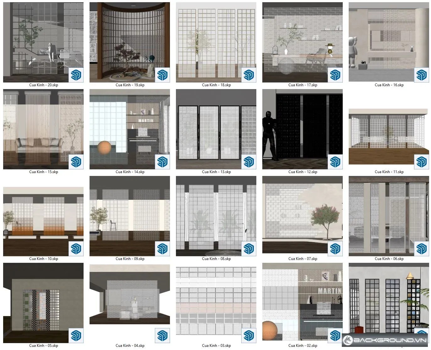 20+ Cửa kính sketchup