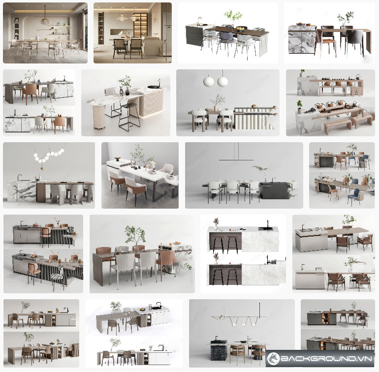 21+ Quầy bar kết hợp bàn ăn SketchUp