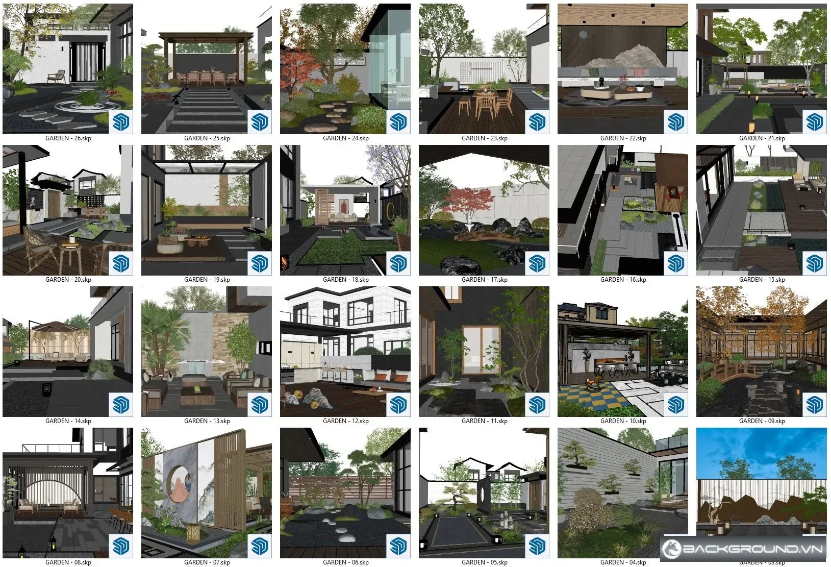 26+ Sân vườn SketchUp