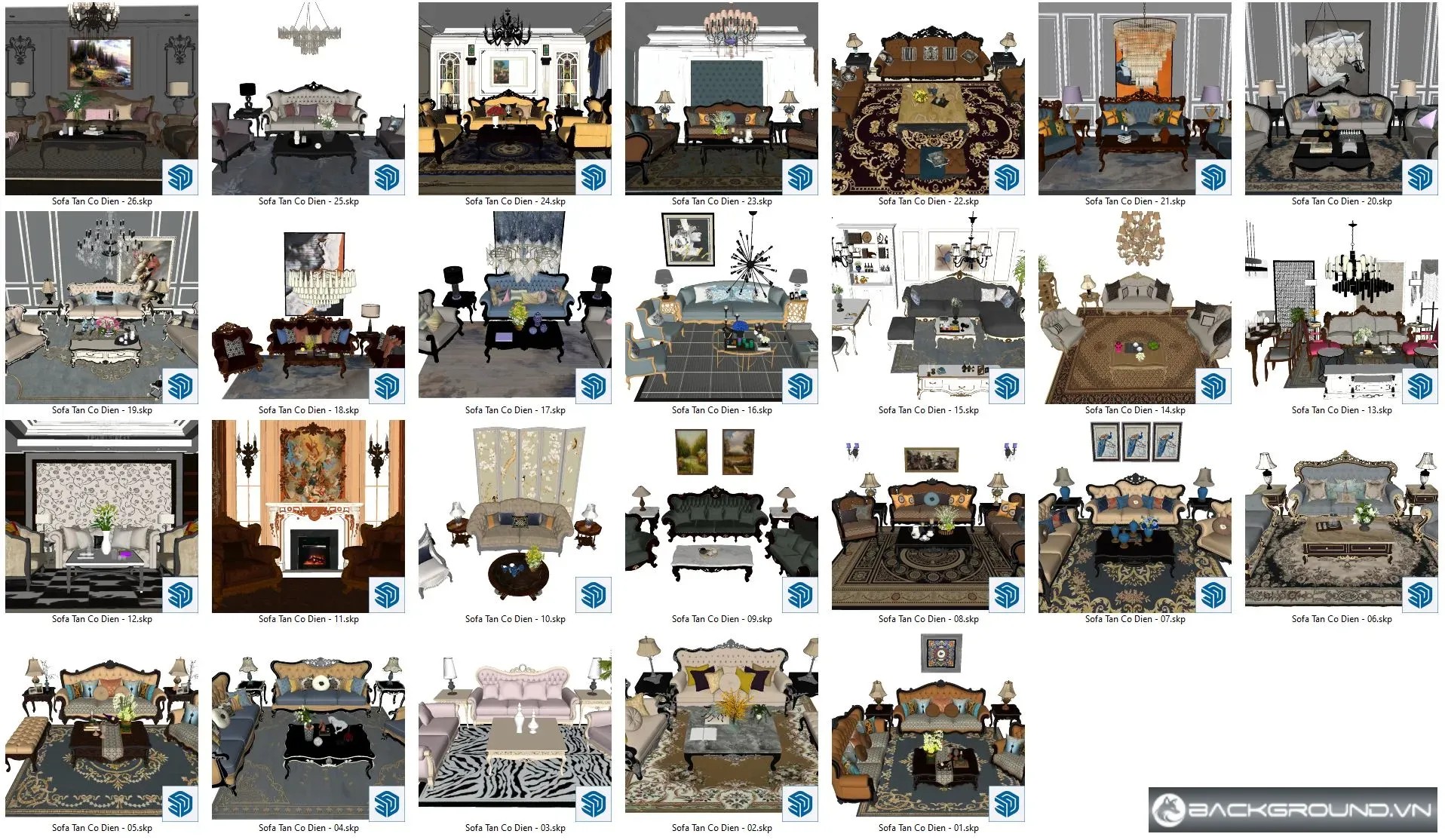 26+ Sofa Tân cổ điển SketchUp