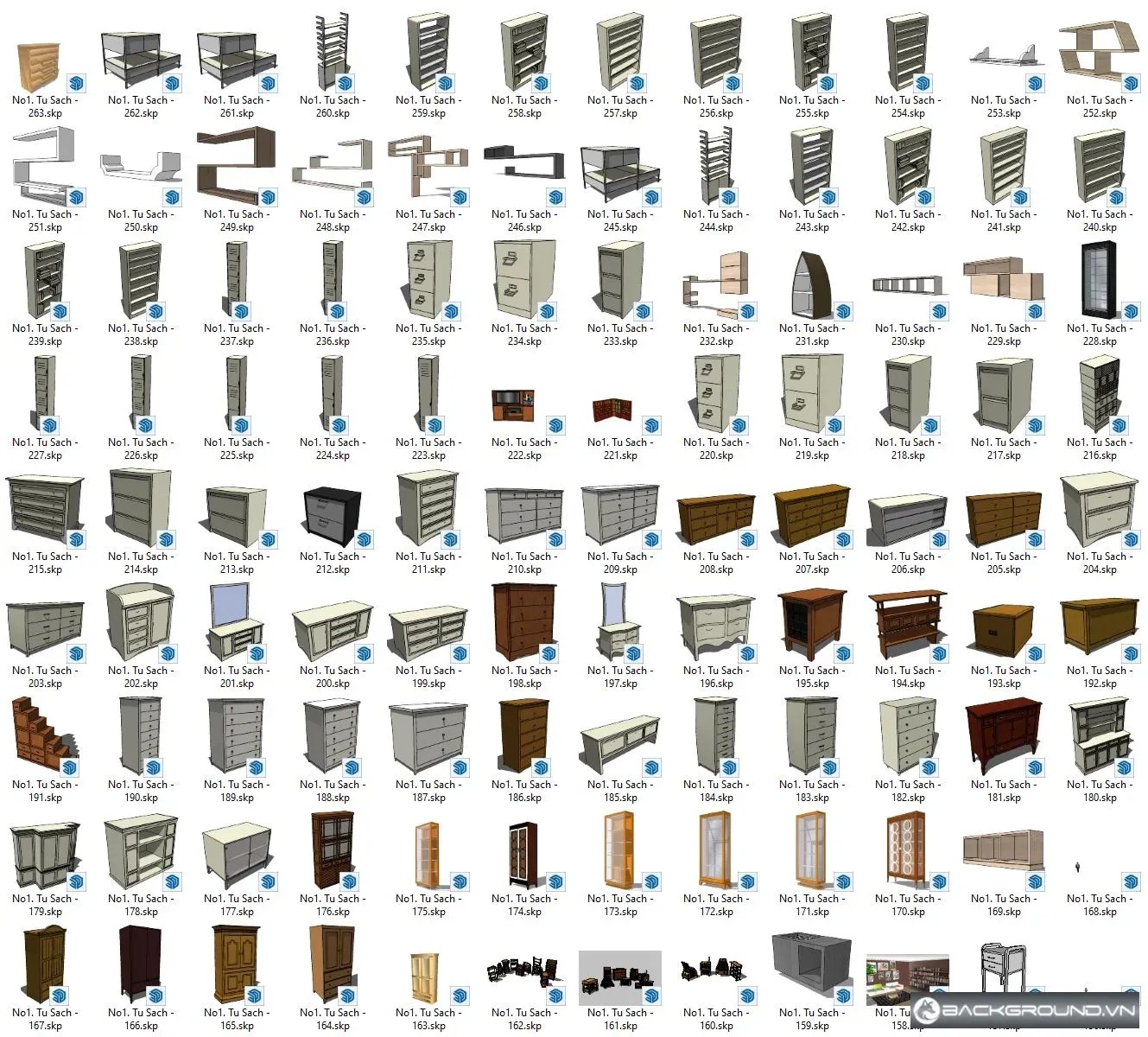 265+ Tủ sách SketchUp
