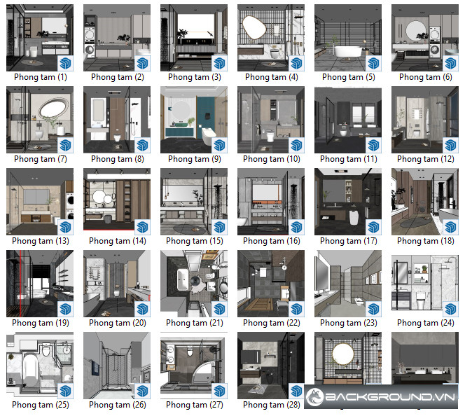 30+ Phòng tắm & WC - SketchUp