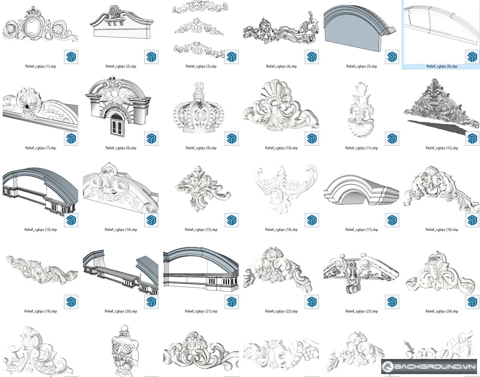 30+ Phù điêu - Phào Chỉ - Hoa Văn SketchUp