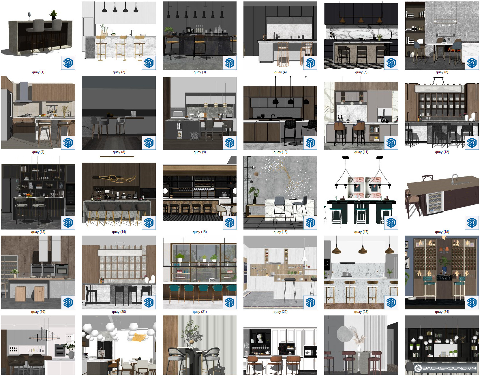 34+ Quầy Bar SketchUp
