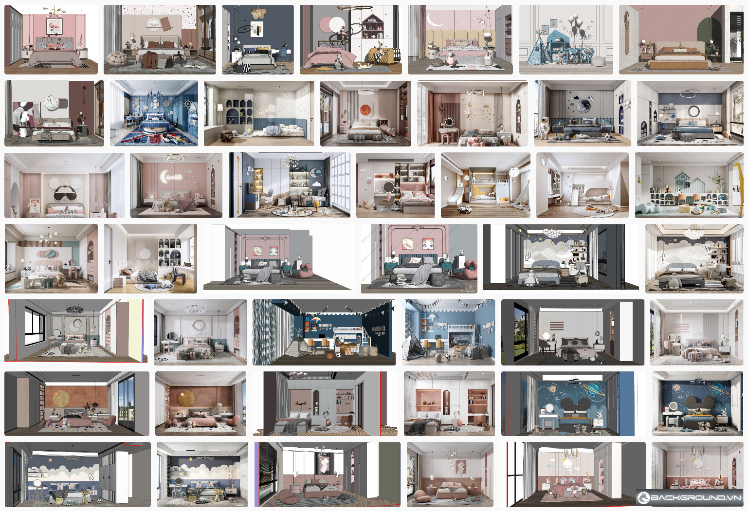 35+ Phòng ngủ trẻ em SketchUp