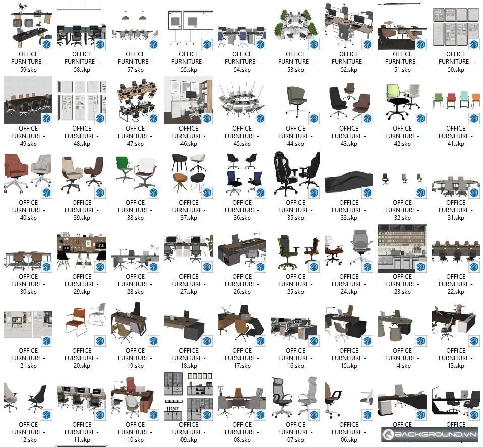 60+ Nội thất văn phòng SketchUp