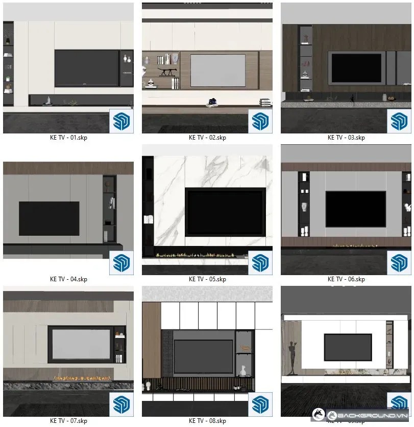 9+ Kệ Tivi sketchup