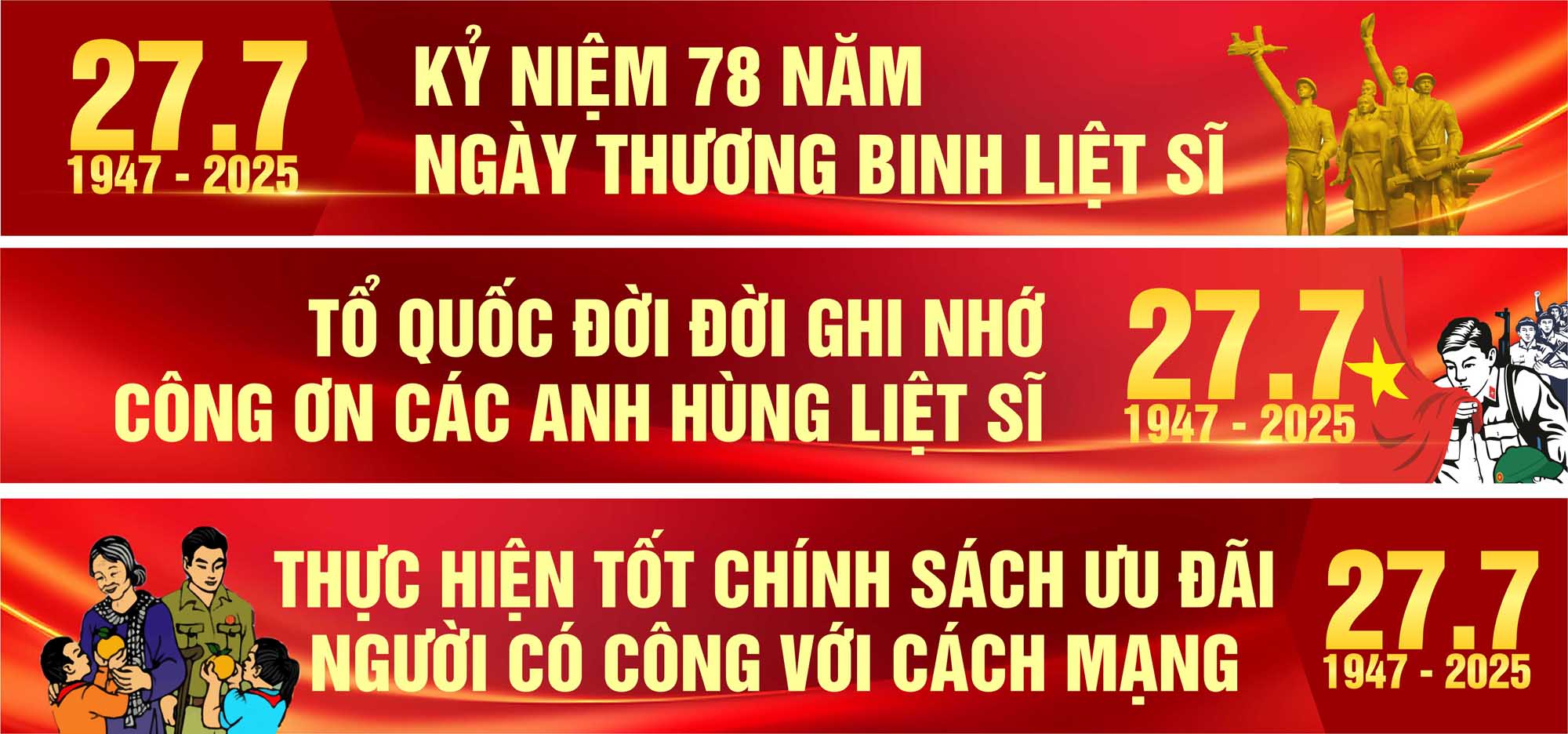 Băng rôn kỷ niệm 78 năm ngày thương binh liệt sĩ