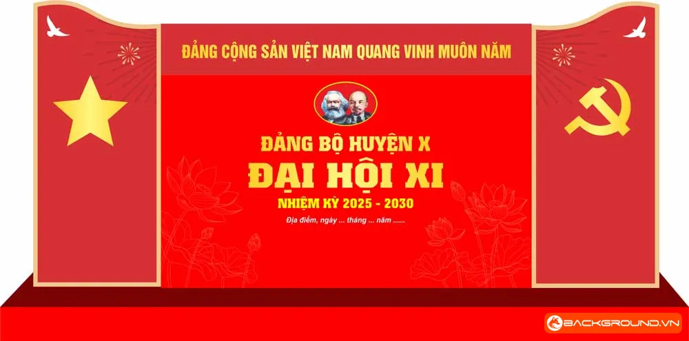 Mẫu backdrop đại hội Đảng  2025