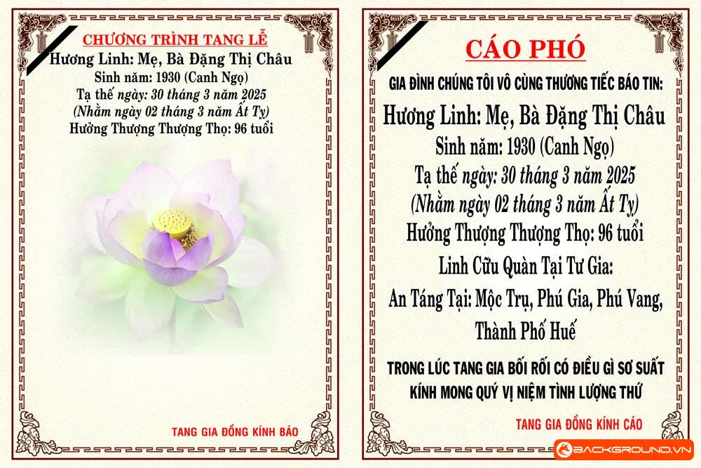 Mẫu cáo phó 03