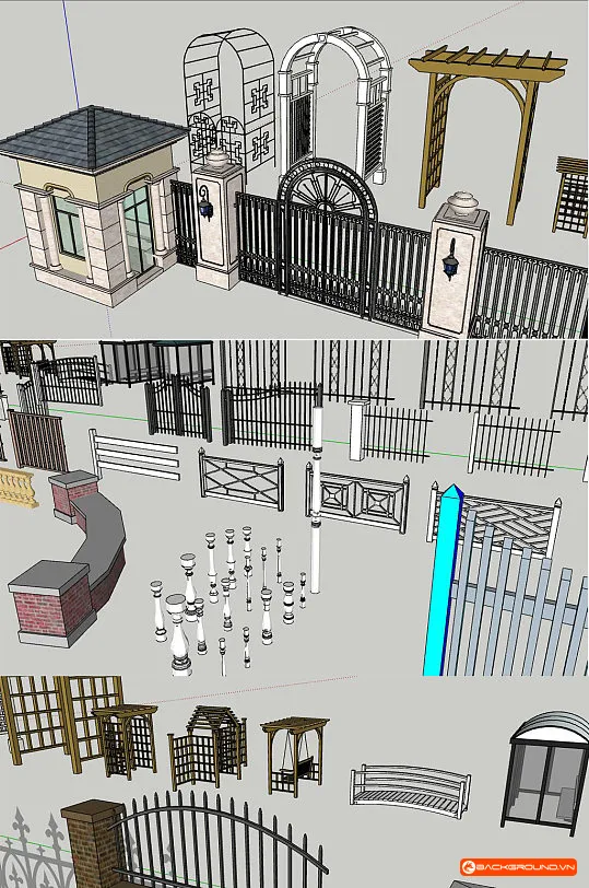 Lan can và giàn sắt nghệ thuật SketchUp